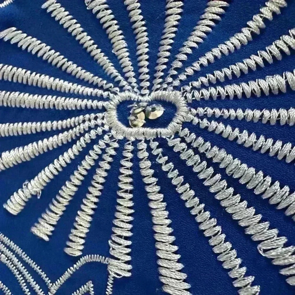 Lane Bryant plus size 26/28 blue white stitching sequin blouse office classic - Picture 5 of 10